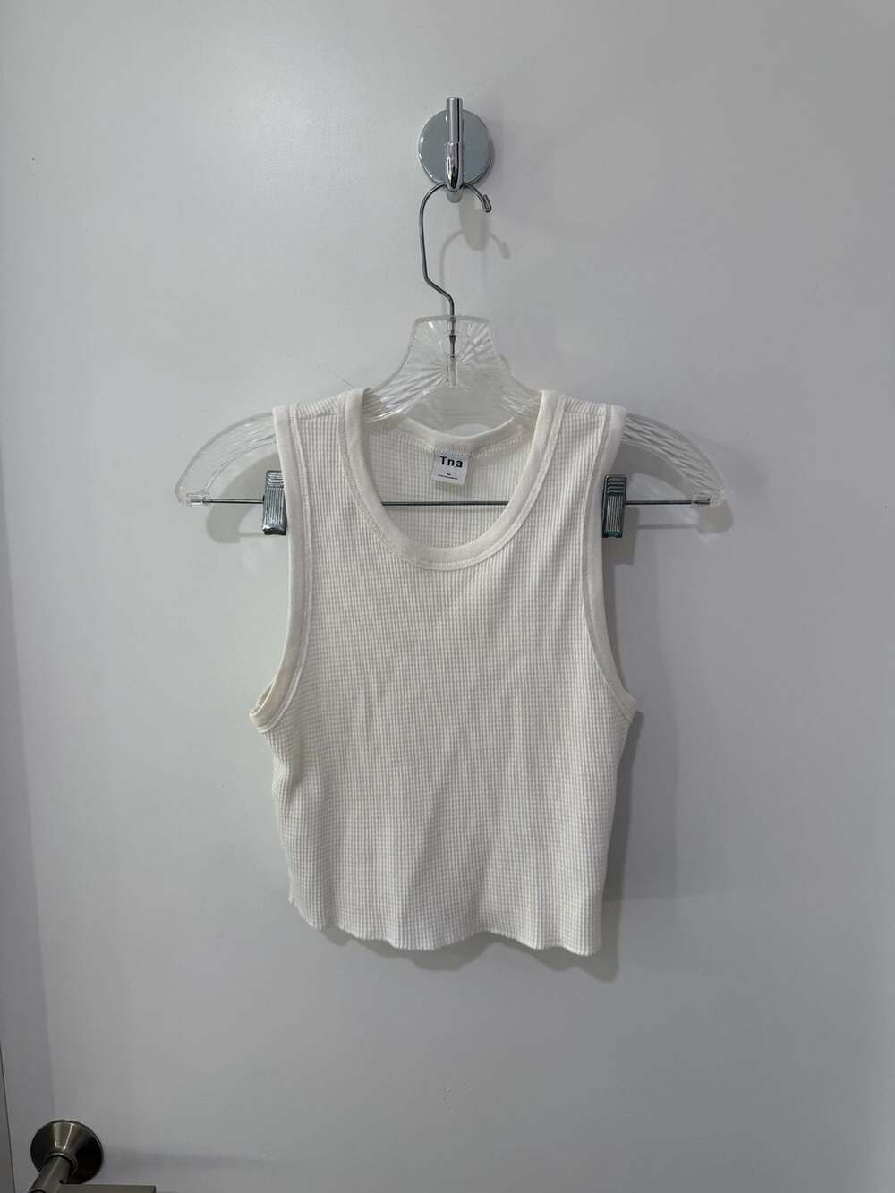 Tna Aritzia Waffle Knit Cropped Tank Top White